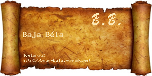 Baja Béla névjegykártya
